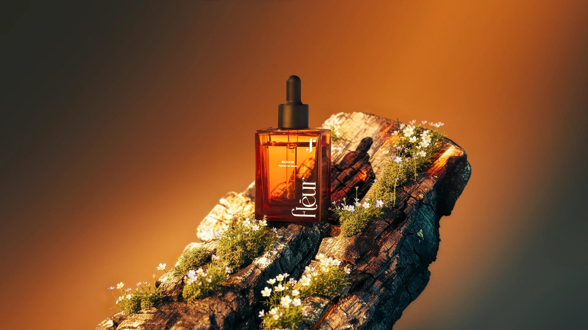 KeyShot Studio'da fiziksel olarak doğru malzeme ve ışıkla render edilmiş parfüm şişesi sahnesi